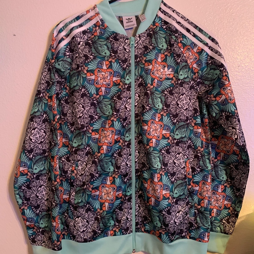Tropical floral adidas jacket